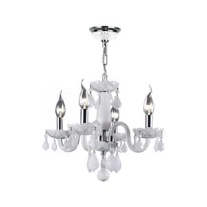 Clarion 4-Light Polished Chrome and White Crystal Chandelier