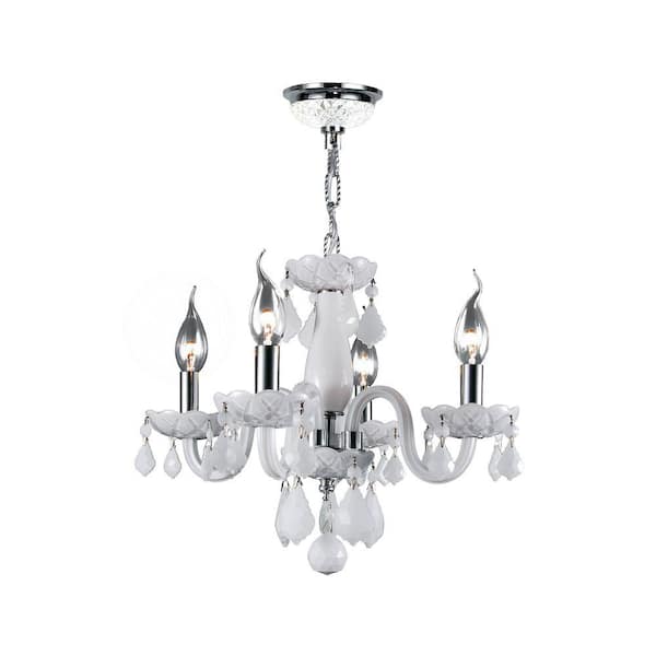 Worldwide Lighting Clarion 4-Light Polished Chrome and White Crystal Chandelier