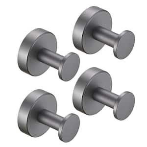 4 Pack Round Base Wall-Mount Towel Hook with Screws in Gray
