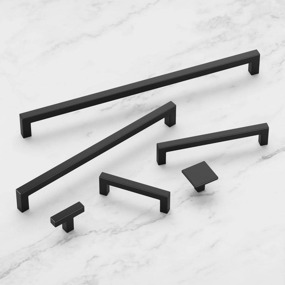 Matte Black Modern Kitchen Cabinet Handles with Mounting Hardware, 6-5/16"