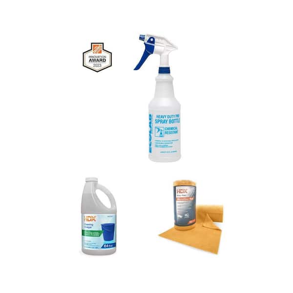 64 oz. All-Purpose Cleaning Vinegar, 32 oz. Spray Bottle and 12 in. Microfiber Cloth Roll (50 count)