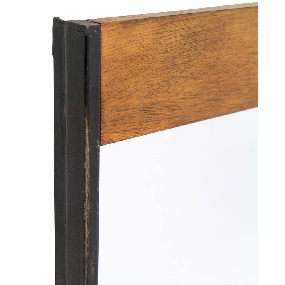 Minimalist Brown Wood and Metal Rectangular Bathroom Vanity