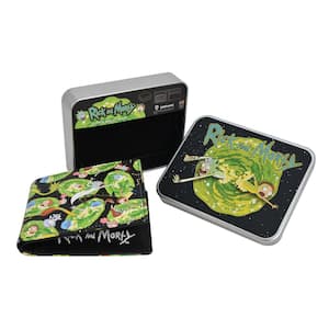 Adult Swim Rick And Morty AOP Bifold Sport Wallet in a Decorative Tin Case Multi, Unisex