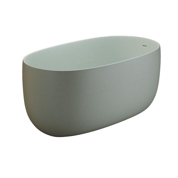 51 in. x 25 in. Solid Surface Stone Resin Flatbottom Freestanding Double Slipper Soaking Bathtub in Turquoise Green
