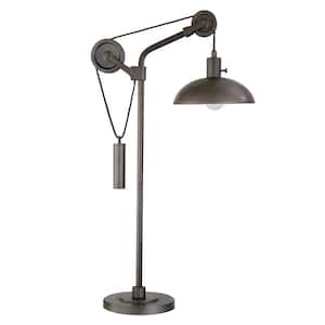 Neo 33.5 in. Aged Steel Table Lamp with Solid Wheel Pulley System