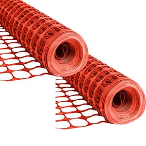 4 ft. x 100 ft. Orange Temporary Fence, Mesh Snow Fence, Plastic, Safety Garden Netting, Above Ground Barrier (2-Pack)