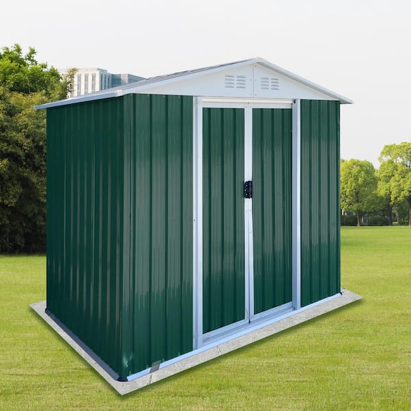 6 ft. W x 4 ft. D Outdoor Metal Shed Tool Bike Storage Shed with Aluminum Alloy Frame Sliding Door Green 24 Sq. Ft.