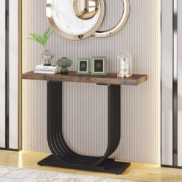 Tribesigns Catalin 40 in. White Rectangle Wood Console Table, Modern Sofa  Table with Geometric Frame CT1676FF - The Home Depot