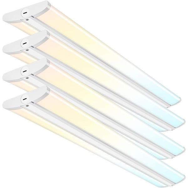 4 ft. 5500/6500/7500 Lumens Integrated LED Dimmable White 180° Shining Wraparound Light, 3000K/4000K/5000K(4-Pack), ETL
