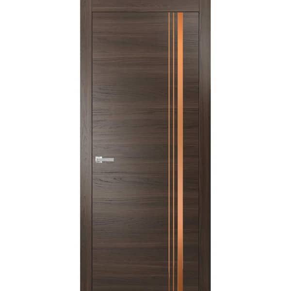 Sartodoors 1010 18 in. x 84 in. Right-Hand/Inswing Solid Wood Chocolate Ash Single Prehung Interior Door with Hardware