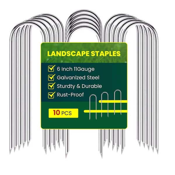 .N/A 6 in. Galvanized Steel U-Shaped Garden Stakes for Landscaping and Christmas Décor
