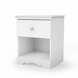 Crystal 1-Drawer Pure White Nightstand