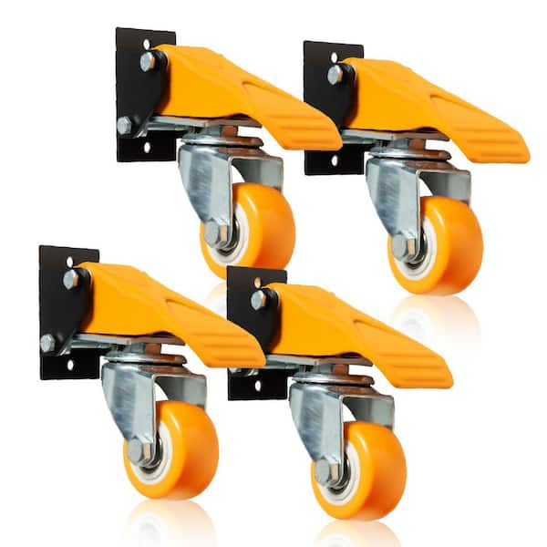 2-1/2 in. Retractable Workbench Caster Wheels, Stepdown Plate Mount Casters, 400 lb. Capacity (4-Pack)