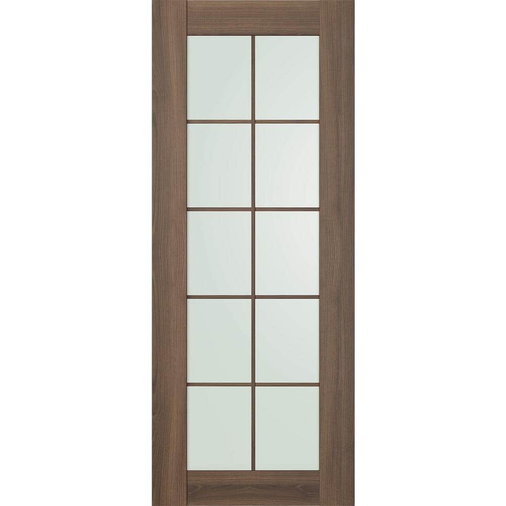Vona 10-lite 32 in. x 84 in. No Bore Frosted Glass Pecan Nutwood Finished Composite Wood Interior Door Slab price history on PriceWatchPro