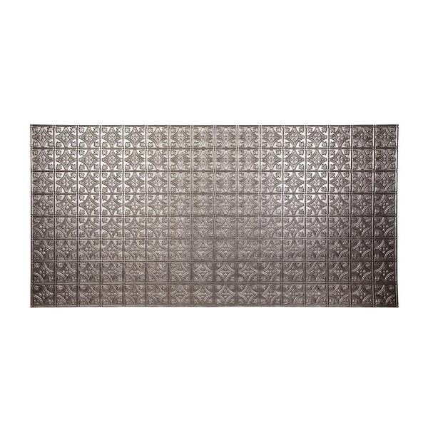 Fasade 96 in. x 48 in. Traditional 1 Decorative Wall Panel in Crosshatch Silver