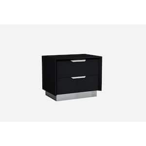 Black 2 Drawer 25 in. W Nightstand