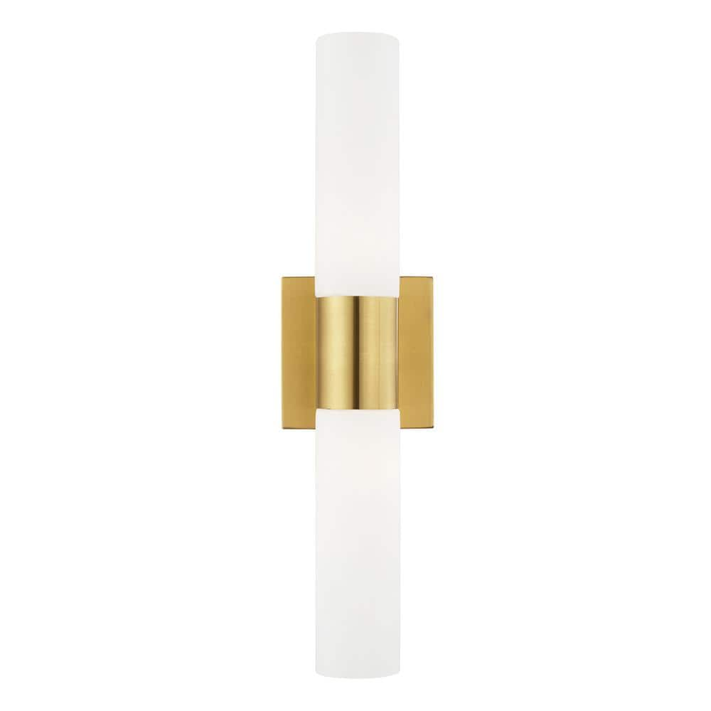 Livex Lighting Aero 2-Light Twist Lock Metal Vanity Lighting in Satin Brass