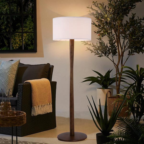 Keazile 61 in. Walnut Retro Standing Floor Lamp with Solid Wood