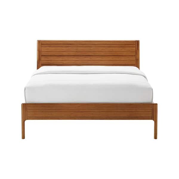 Hansen Amber Solid Bamboo Queen Platform Bed with Slat Support and No Box Spring Required