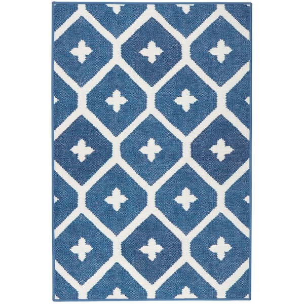 Elizabeth Machine Washable Navy 2 ft. x 3 ft. Indoor Area Rug