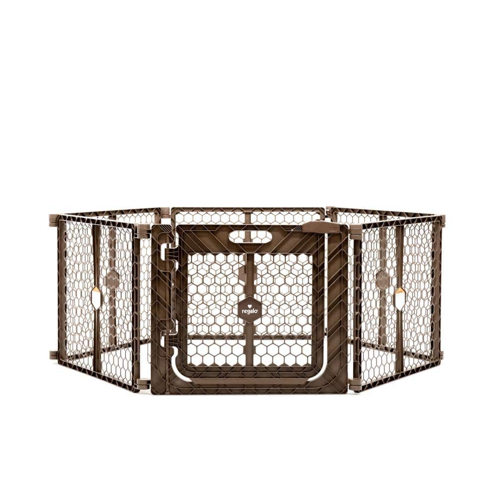 Regalo Plastic Play Yard with Door - Brown