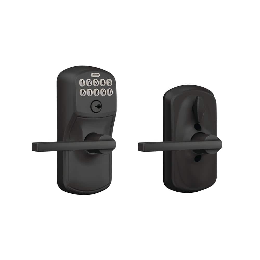 Schlage Plymouth Matte Black Electronic Keypad Door Lock with Latitude  Handle and Flex Lock FE595 PLY 622 LAT The Home Depot