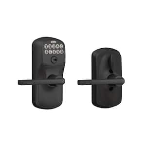 Plymouth Matte Black Electronic Keypad Door Lock with Latitude Handle and Flex Lock