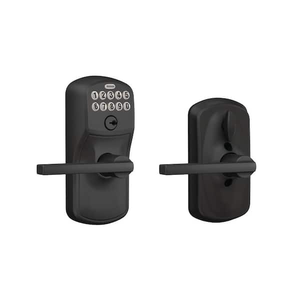 Schlage Plymouth Matte Black Electronic Keypad Door Lock with Latitude Handle and Flex Lock