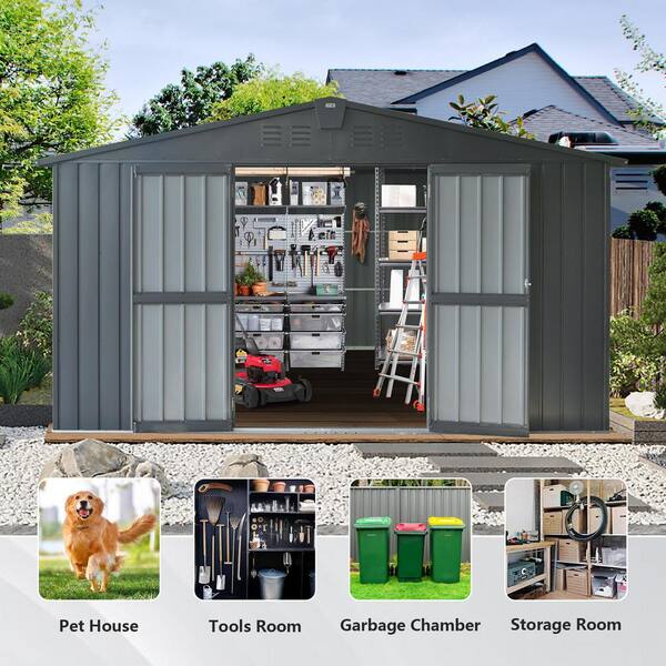 domi outdoor living 11 ft. W x 12.5 ft. D Metal Shed with Lockable