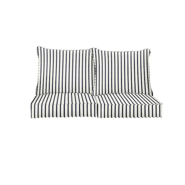 SORRA HOME 22.5 x 22.5 Sunbrella Lido Indigo Deep Seating Indoor/Outdoor Loveseat Cushion