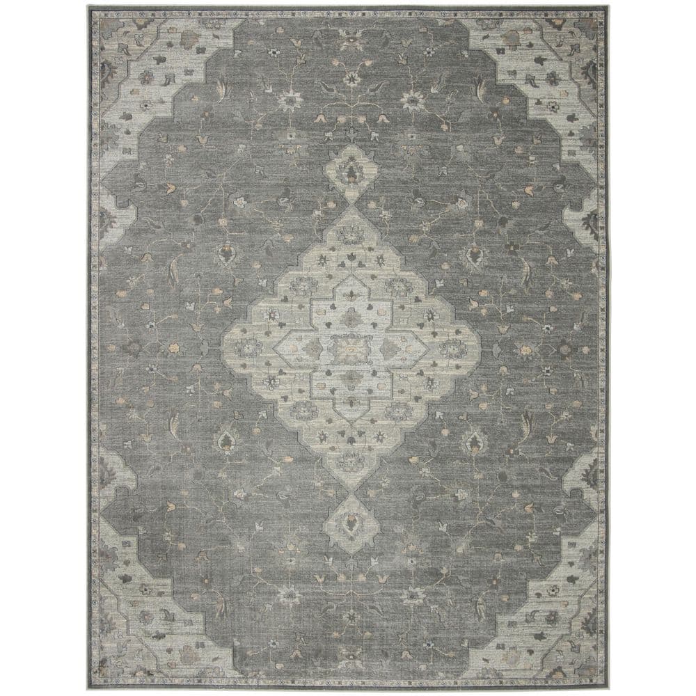 Vintage 8 ft. x 10 ft. Gray/Beige Medallion Floral Diamond Area Rug price history on PriceWatchPro