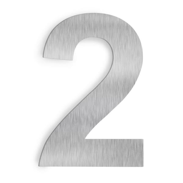Barton 6 in. Satin Stainless Steel Floating House Number 2