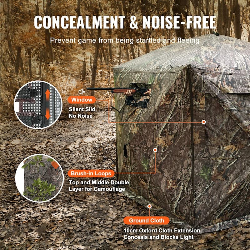 Hunting Blind, 288-Degree See Through Ground Blind, 6-7 Person Pop Up Deer Blind for Hunting with Carrying Bag, Portable