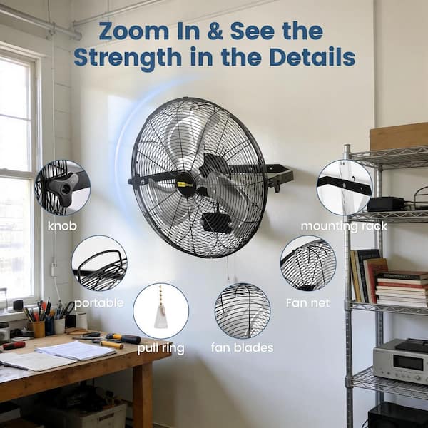 Edendirect 18 in. 3 Speed High Velocity Indoor/Outdoor Wall Mount
