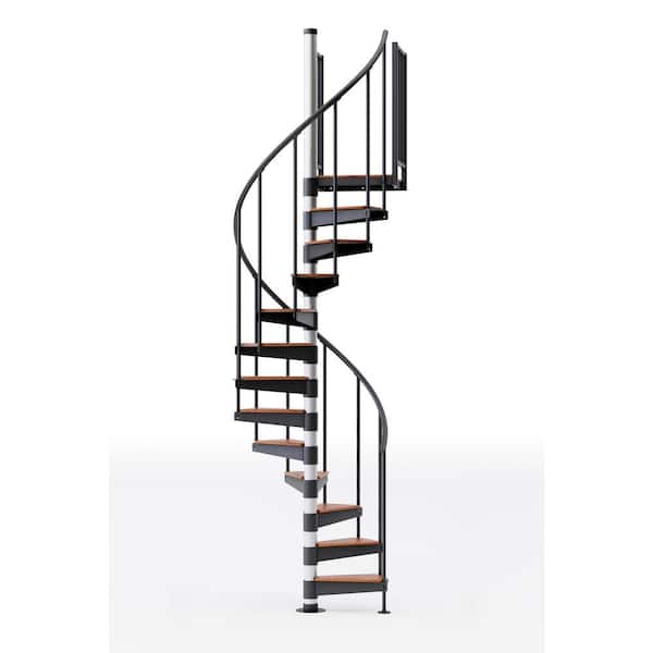 Mylen STAIRS Reroute Prime Interior 42in Diameter, Fits Height 110.5in - 123.5in, 2 36in Tall Platform Rails Spiral Staircase Kit
