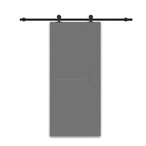 30 in. x 96 in. Light Gray Stained Composite MDF Paneled Interior Sliding Barn Door with Hardware Kit