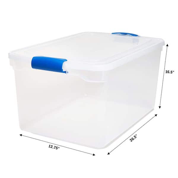 Hommp 10 L Plastic Clear Storage Box, Plastic Latching Box with Lid, 6-PACK