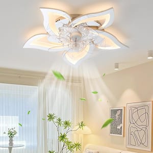 27 in. W Indoor Silver Low Profile Ceiling Fan with Light, Modern Fan Dimmable LED Timing 6-Speed App and Remote Control