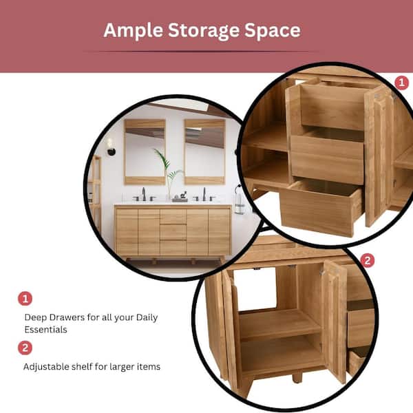 Avanity Coventry 60-in Natural Teak Bathroom Vanity Cabinet Avanity Coventry 60-in Natural Teak Bathroom Vanity Cabinet