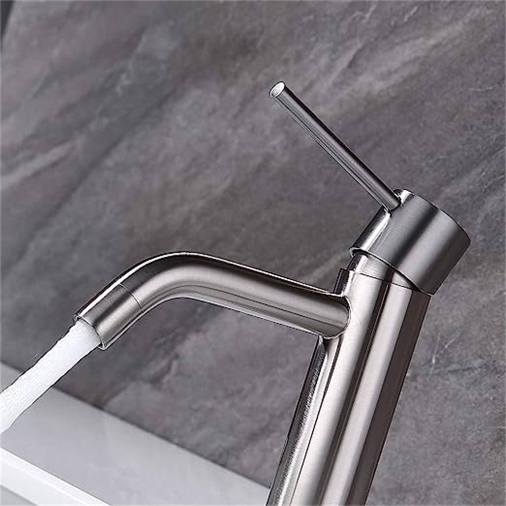 Brushed Nickel Single Handle Bathroom Sink Faucet with Deck Plate
