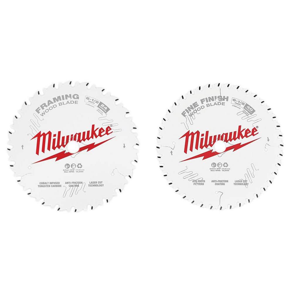 Milwaukee 6-1/2 in. Fine Finish Circular Saw Blade (2-Pack)