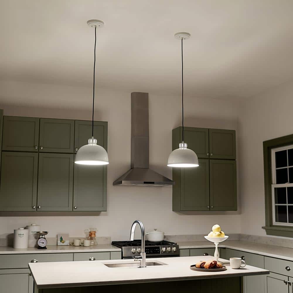Zailey Black and White 11.5" Transitional Glass Bowl Pendant Light