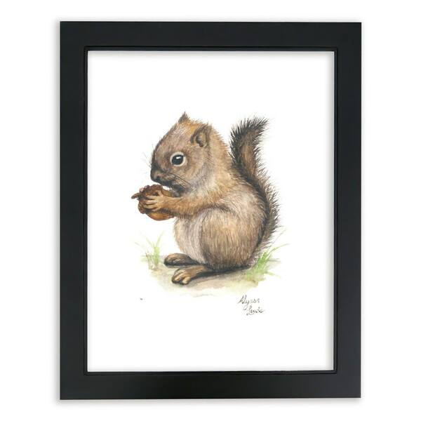 Unbranded Woodland Tinies "Squirrel" by Alyssa Lewis Individual Black Framed Animal Art Print 20 in. x 16 in.