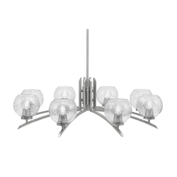 Unbranded Siena 8-Light Graphite Chandelier, Round Chandelier with Smoke Bubble Glass Shades, No bulb Included