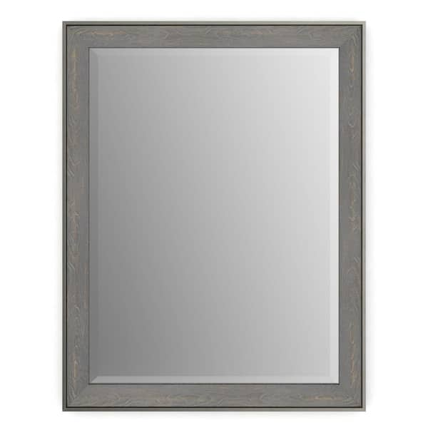 Delta 23 in. W x 33 in. H (S2) Framed Rectangular Deluxe Glass Bathroom Vanity Mirror in Weathered Wood