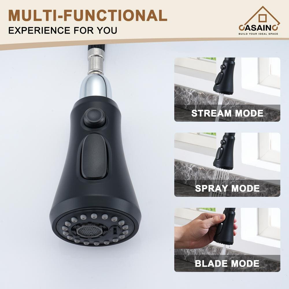 Matte Black Pull-Down Kitchen Faucet with Digital Display