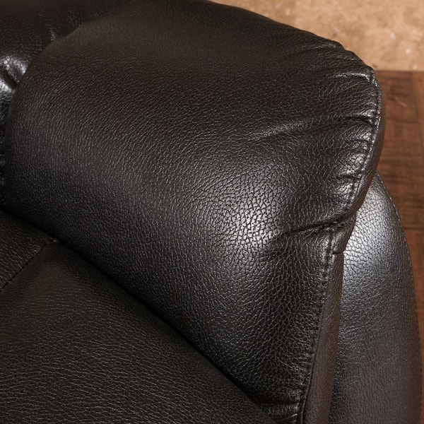 Noble House Hawthorne Black Leather, Rancor Leather Seating Power Reclining Sofa