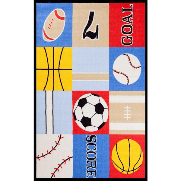 Concord Global Trading Fun Time Ball Games Multi 4 ft. x 6 ft. Area Rug