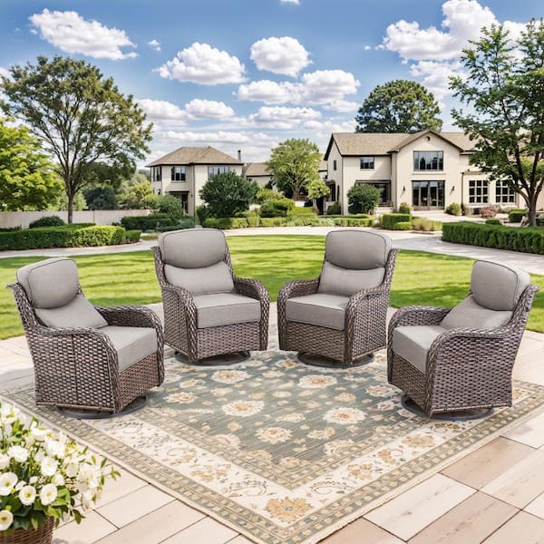 Bellefurn NovaSwivel 4-Person Brown Wicker Outdoor Glider