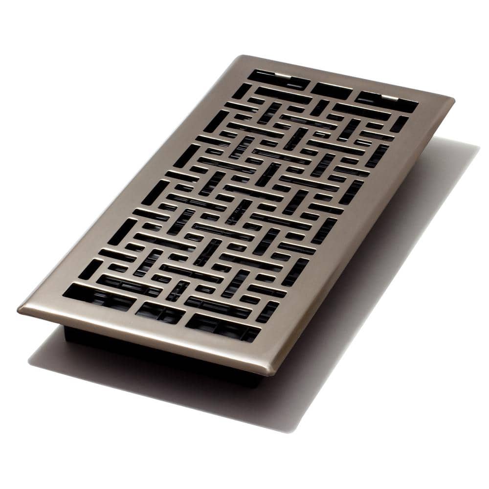 Oriental Brushed Nickel 6x14 Floor Register with Polystyrene Damper